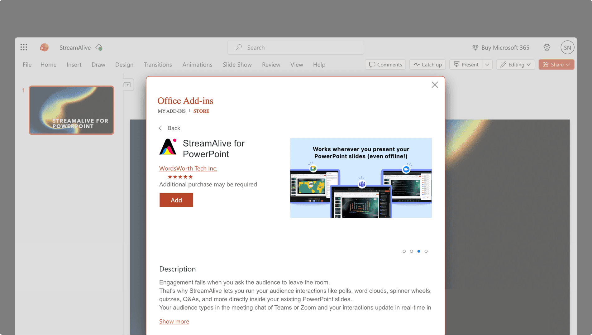 StreamAlive PowerPoint Add-in