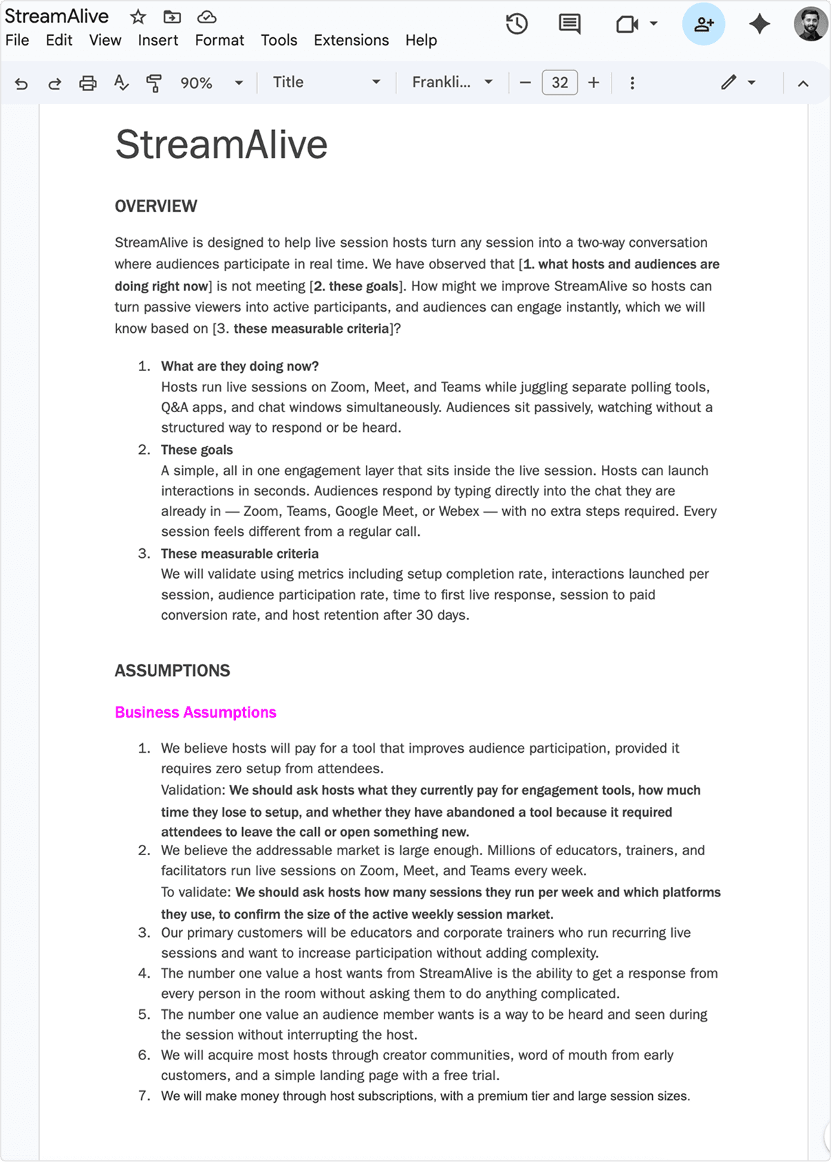 Requirements document page 1