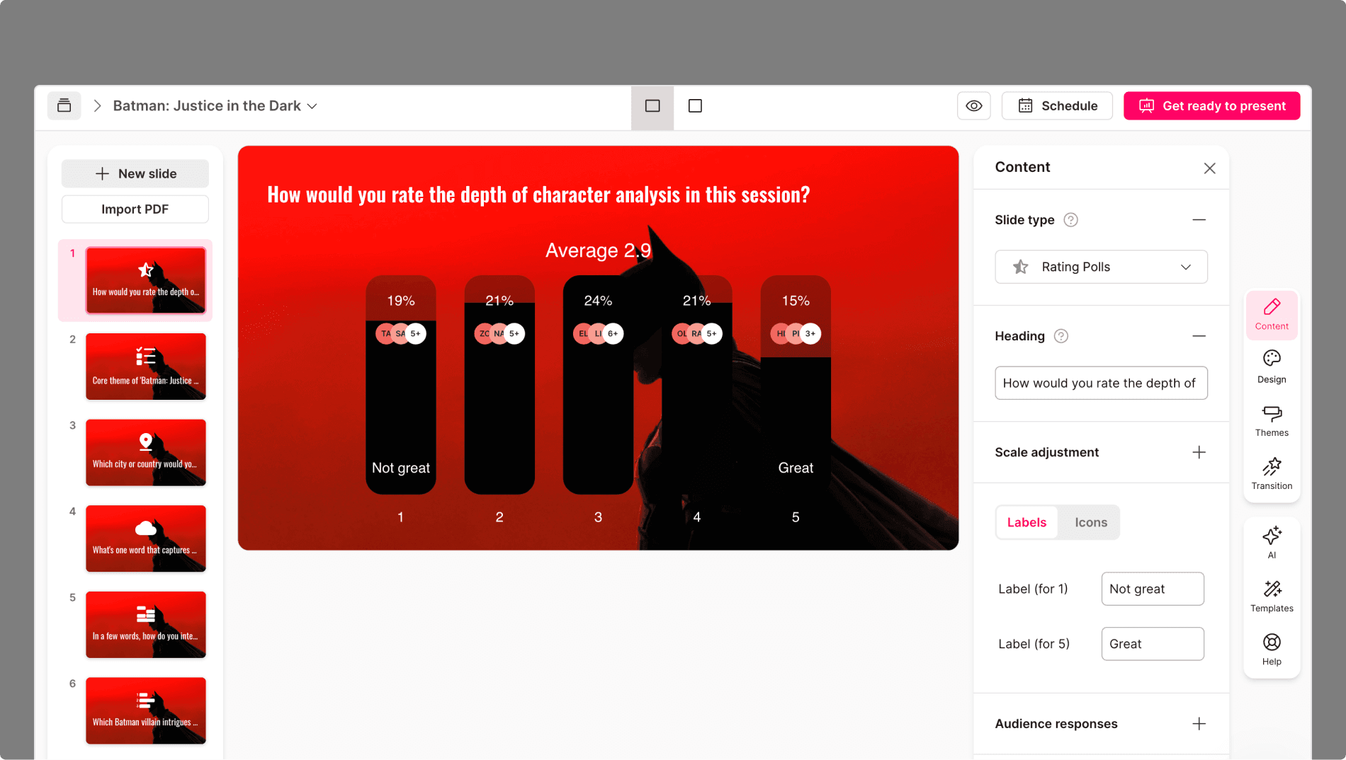 StreamAlive - My Presentations page