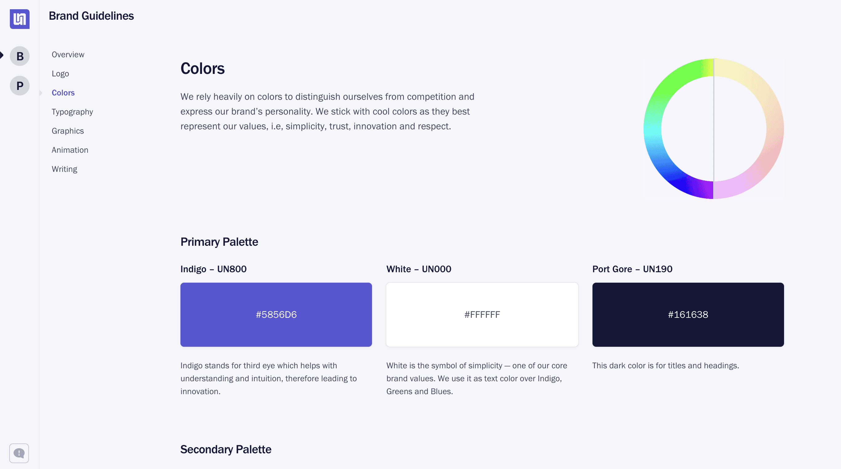 Unmetric brand guidelines for colors usage